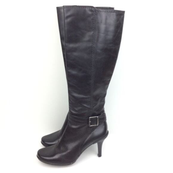 Gianni Bini | Black Brazilian Leather Heeled Boots 6M - Picture 1 of 7